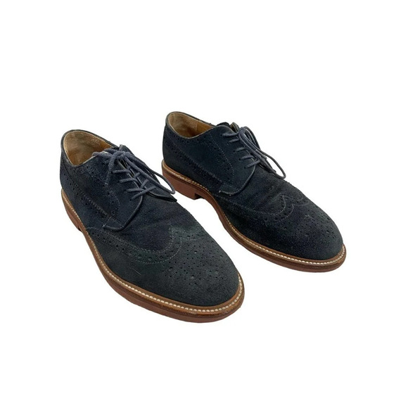 J Crew Blue Suede Wingtip Shoes size 9